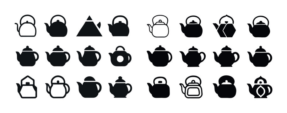 Variety of teapot silhouettes in different shapes and designs