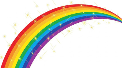Obraz premium Vibrant rainbow arc with sparkling stars on white background for design and decoration purposes with colorful and sparkle and graphic and illustration