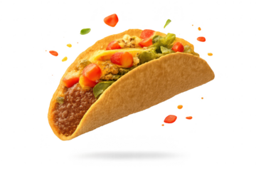Delicious taco image on transparent background for website or social media.