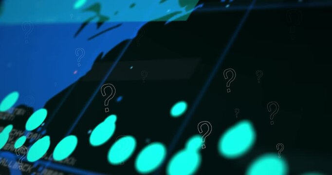Animation of question marks over data processing