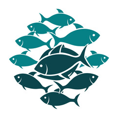 Obraz premium School of fish swimming in unison underwater