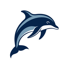 Obraz premium A stylish dark blue dolphin leaping playfully out of the water