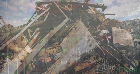 Animation of data processing over junkyard - Powered by Adobe