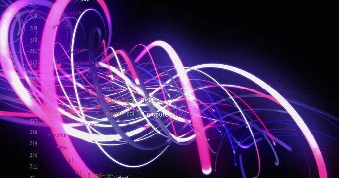 Animation of data and lines on black background