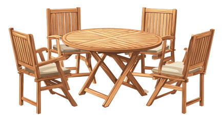 Fototapeta premium A detailed image of outdoor furniture set featuring a round table and four folding chairs