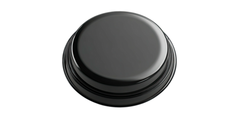 A close-up view of a dark, layered object with a smooth, reflective surface against black