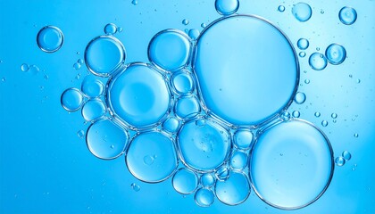 Translucent Bubbles Floating in Blue Liquid