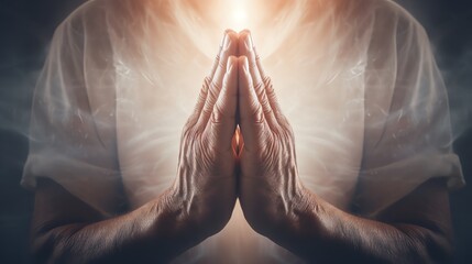 Hands in prayer symbolizing hope and peace.