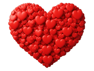 Heart shape of red hearts isolated on transparent background isolated on white background