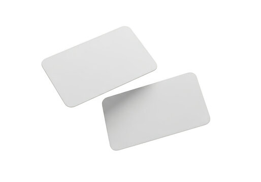 Two blank white rectangular cards with rounded corners against a stark black background