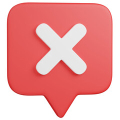 Fototapeta premium 3D render Red X Mark Notification chat box Icon