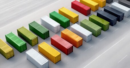 Fototapeta premium Aerial View of Colorful Shipping Containers Arranged for Efficient Distribution Network