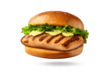 Delicious Chicken Burger Isolated on transparent background full frame