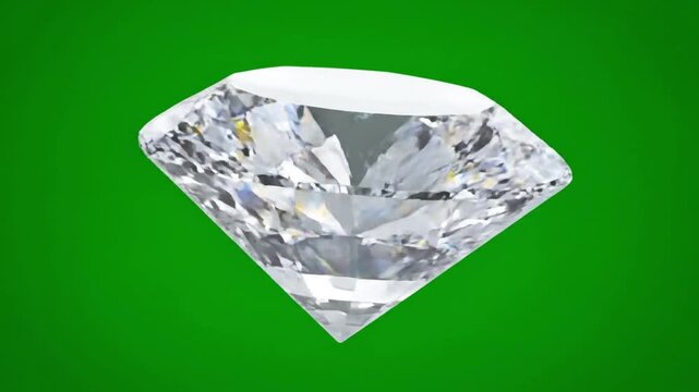 Close-up of a sparkling diamond on a green background