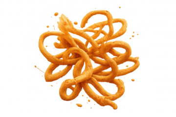 Entangled pretzel-like forms on transparent background artistic design.