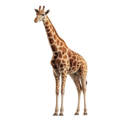 Fototapeta premium A giraffe standing against a black background