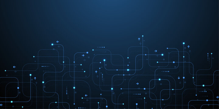 Creative idea AI banner concept for internet technology. Artificial intelligence technology circuit board background texture design. Digital concept for poster, cover, banner, header, web template