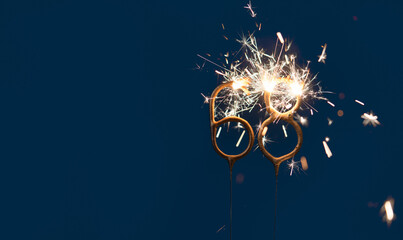 68 years anniversary celebration festive background made with Bengal fires in the form of number Sixty eight.