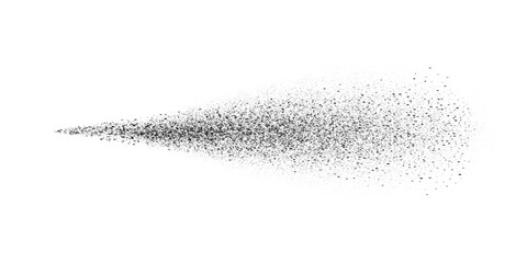 Obraz premium Spray splatter texture background. Black droplets spreading outward into dispersed dots on white backdrop. Dynamic dispersion effect of aerosol flow. Minimal vector illustration with monochrome style.