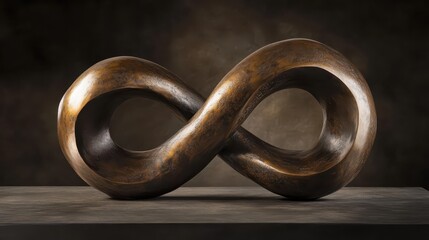 Abstract metallic sculpture with smooth flowing curves resembling infinity symbol