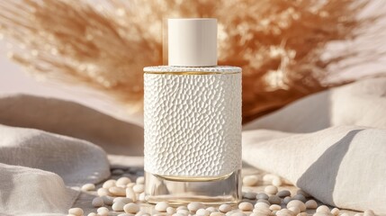 Elegant Perfume Bottle with Ceramic Body and a Golden Trim