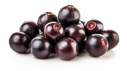Pile of Fresh Acai Berries Isolated on White Background