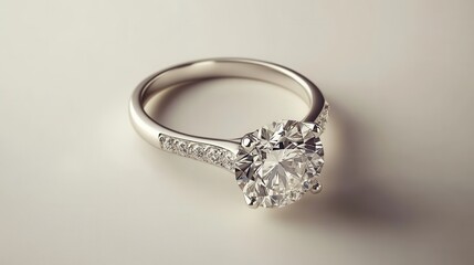 Sparkling Diamond Engagement Ring Isolated on White