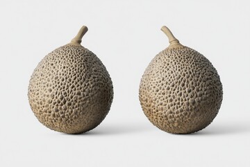 Two Bael Fruits with Hard, Textured Shells