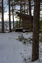 Windbreak for hikers near lake Vattern Motala Sweden