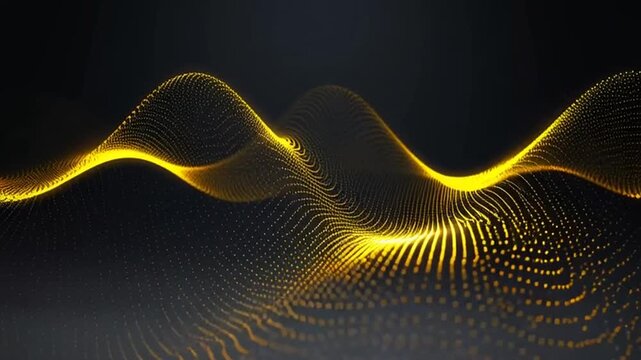 A mesmerizing abstract video showcasing a wavy golden line on a dark background with a grid pattern