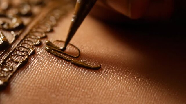 Close-up of Henna Artist Applying Intricate Design on Skin.