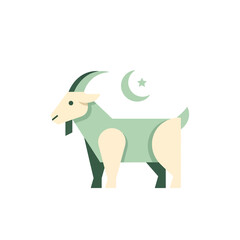 Goat Qurban Flat Icon with Crescent Moon
