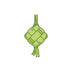 Green Ketupat Flat Icon for Islamic Holiday