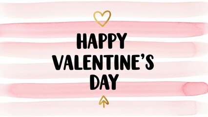 Happy Valentine's Day greeting with pink watercolor background