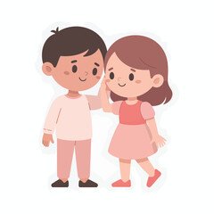 Cute Minimal Flat Vector Illustration of Professional Couple Representing Business Partnership, Trust, Teamwork and Corporate Relationship in Clean White Background Style