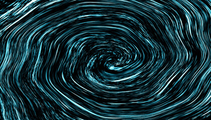 Abstract Teal and Black Liquid Swirl Background with Glowing Concentric Ripples