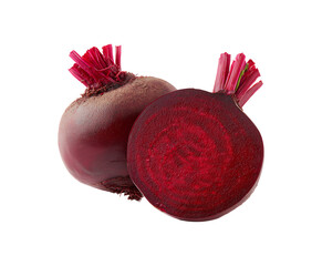 Whole and Sliced Beetroot isolated on a transparent background