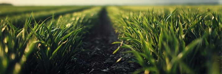Lush green field with vibrant grass growth.