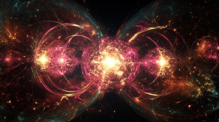 Vibrant abstract cosmic energy explosion with glowing filaments in deep space