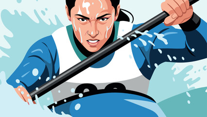 Dynamic kayaking adventure: bold, energetic water sports action