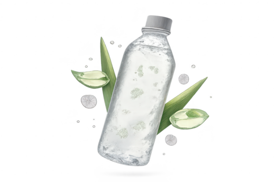 Hydration Bottle with Leaves, Isolated on transparent background Image. - Powered by Adobe