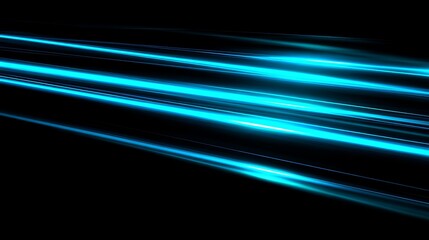 Glowing diagonal streaks of turquoise light against a deep black background, abstract design