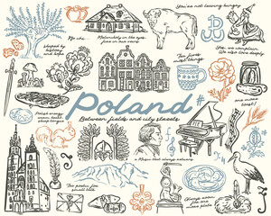 Poland Whimsical hand drawn Set of illustrations
