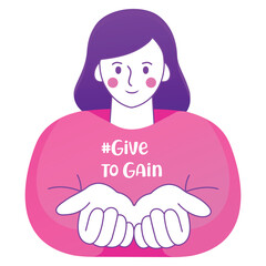 Isolated Woman with open hands