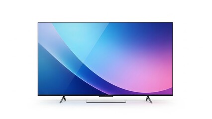 Modern television with a colorful abstract background on white surface