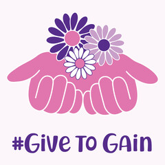 Isolated helping Hands with flowers