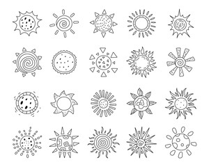 Summer sun set in outline line art featuring sunshine radiant shapes warm symbols perfect for your illustration and seasonal creative designs projects