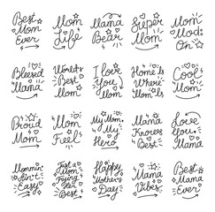 Mom phrase lettering handwriting quotes set celebrating motherhood appreciation through warm messages heartfelt greetings cards prints decorations keepsakes sentiments designs