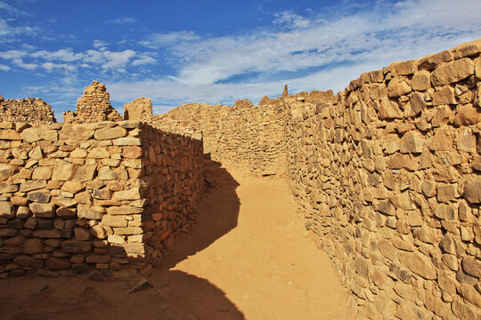 Vintage ruins of medieval old city Ouadane, Mauritania