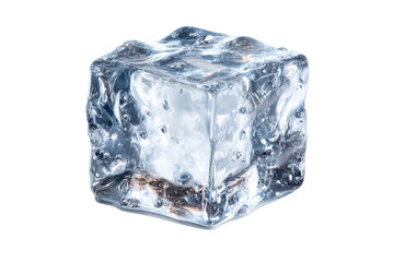 Fototapeta premium Realistic ice cube, transparent frozen water block with glossy melt texture. Cold drink ice cube PNG for beverages isolated on Transparent Background